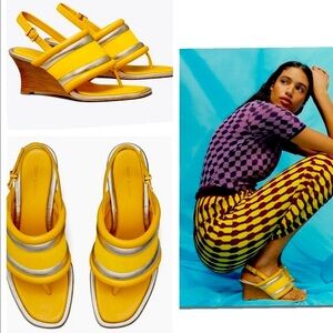 Tory Burch Puffy Wedge Sandals Yello and gold